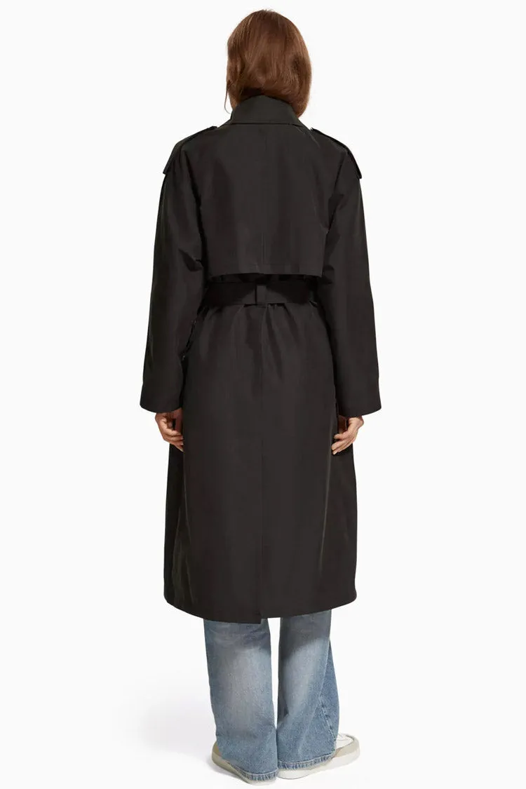 Oversized Belted Trenchcoat in Evening Black