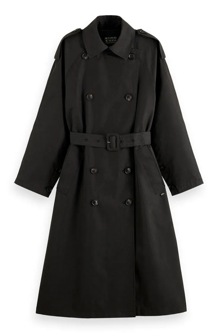 Oversized Belted Trenchcoat in Evening Black