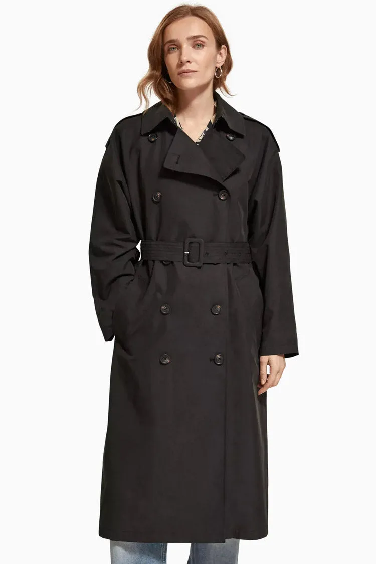 Oversized Belted Trenchcoat in Evening Black