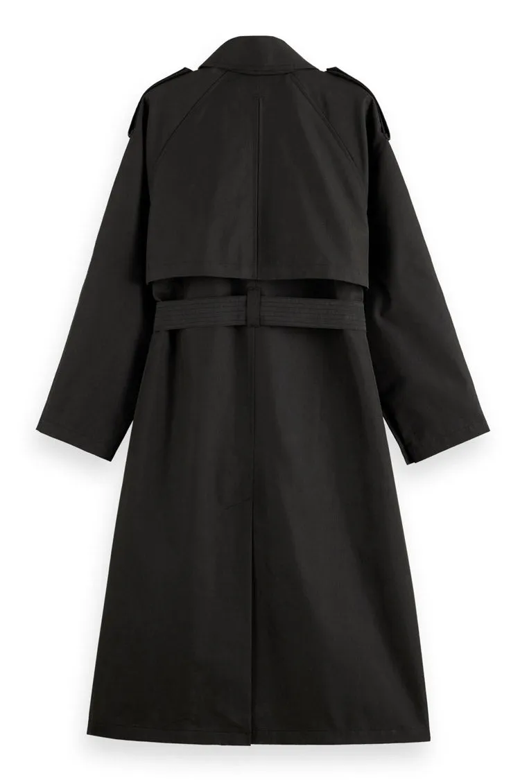 Oversized Belted Trenchcoat in Evening Black