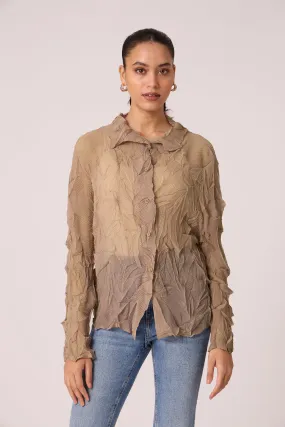 Paige Sheer Pleat Shirt - Warm Taupe