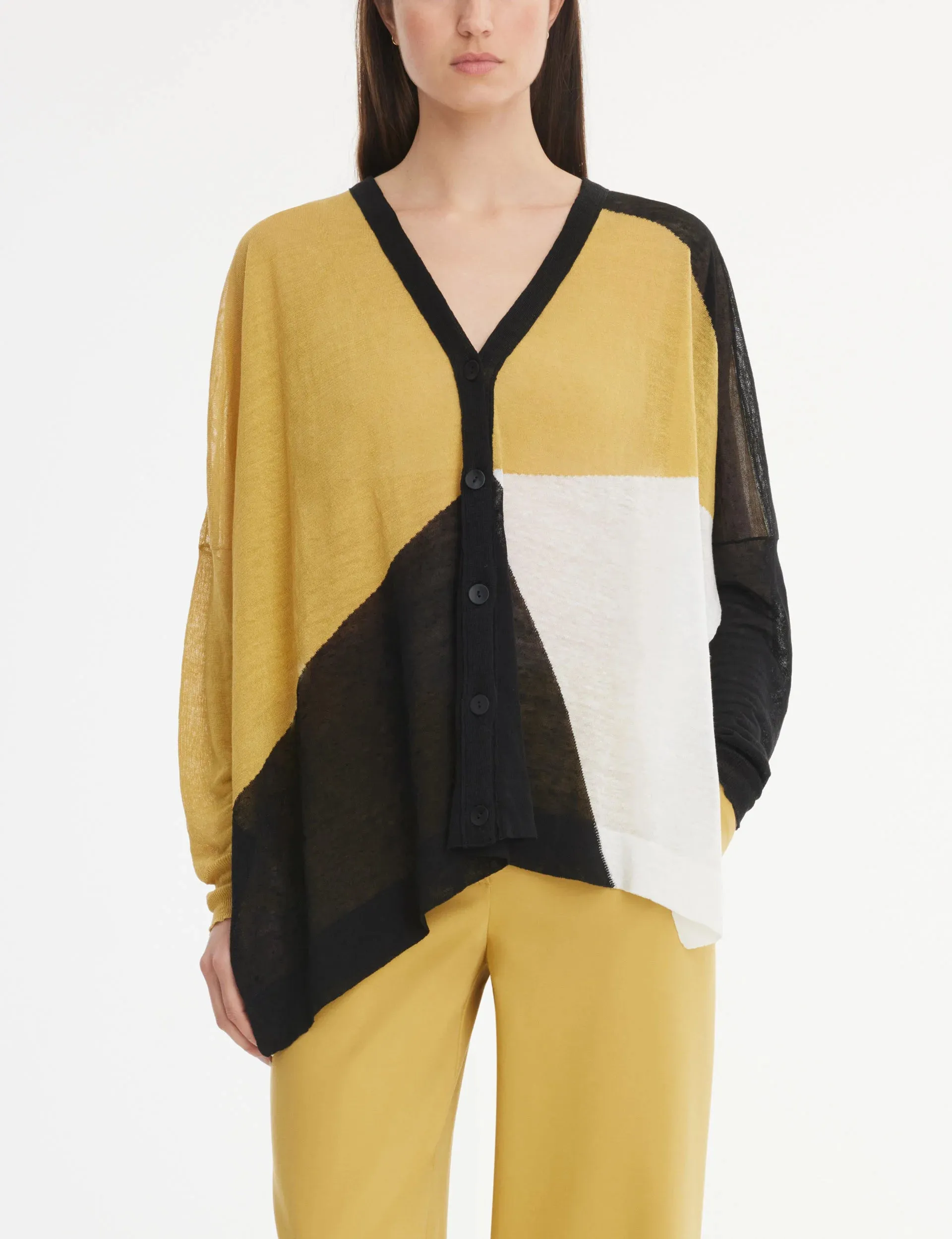 Patchwork Cardigan - Mustard