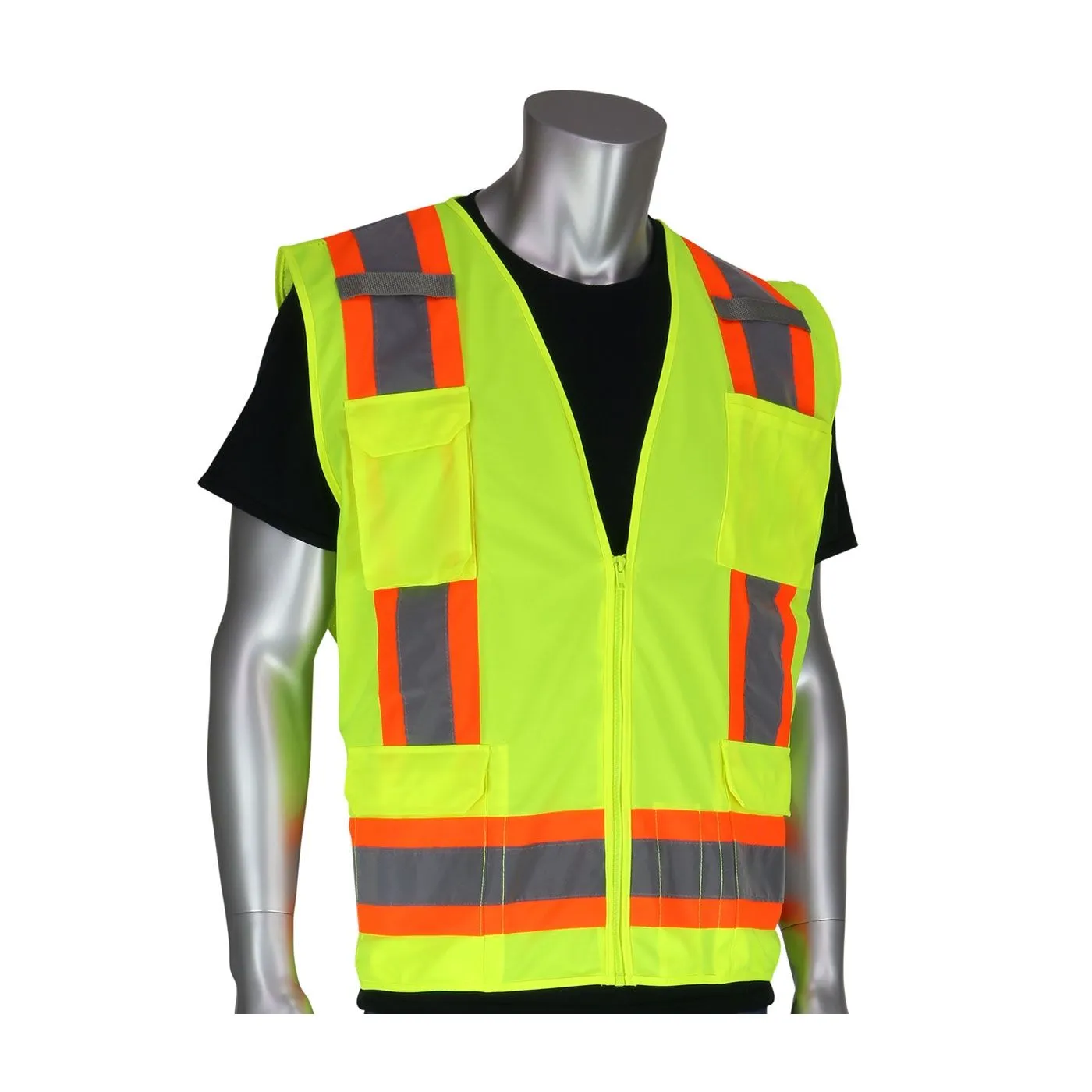 PIP 302-0500 ANSI Type R Class 2 Two-Tone Eleven Pocket Surveyors Vest, 1 Each