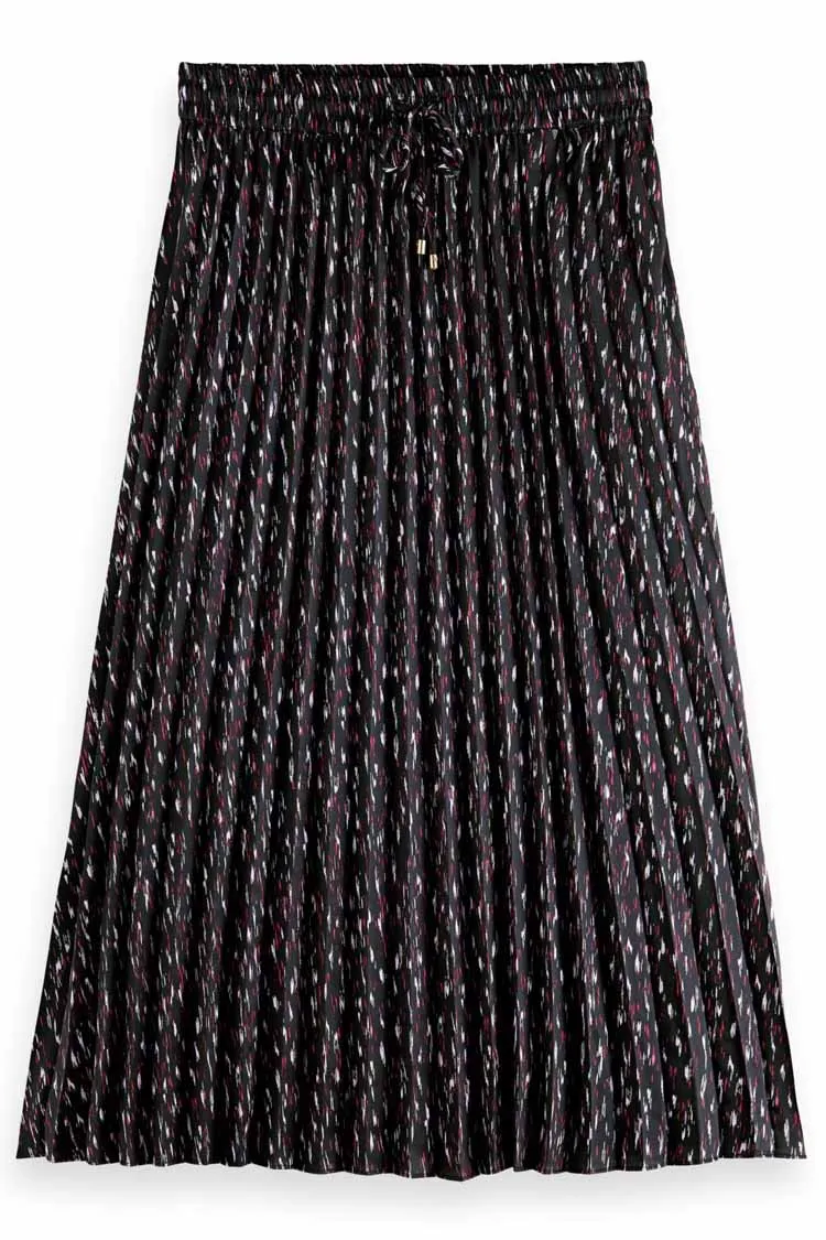 Pleated Printed Midi Skirt in Ikat Rain | FINAL SALE