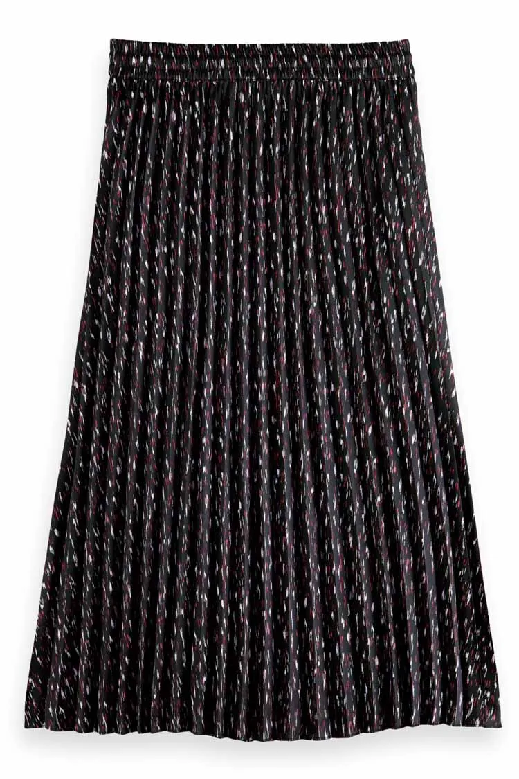 Pleated Printed Midi Skirt in Ikat Rain | FINAL SALE