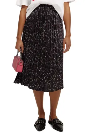 Pleated Printed Midi Skirt in Ikat Rain | FINAL SALE