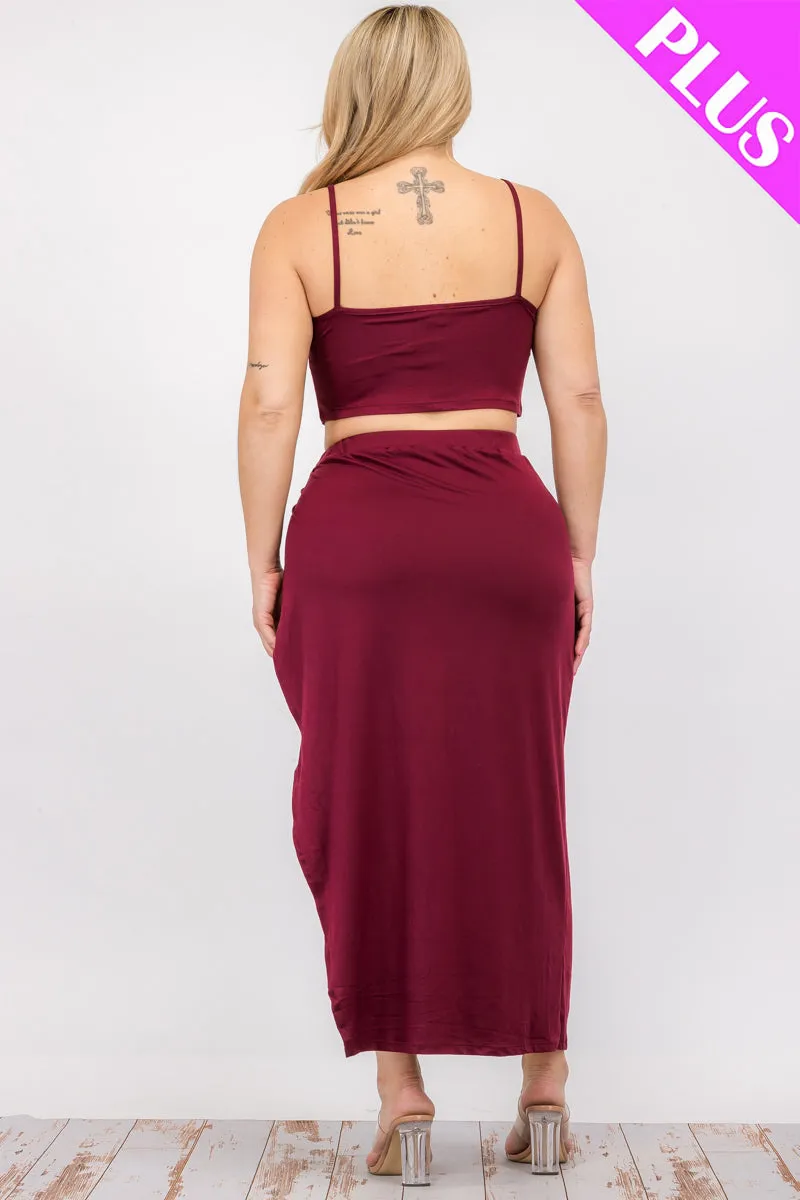 Plus Size Crop Cami & Split Thigh Maxi Skirt Set (CAPELLA)