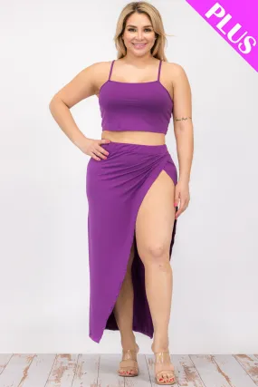 Plus Size Crop Cami & Split Thigh Maxi Skirt Set (CAPELLA)