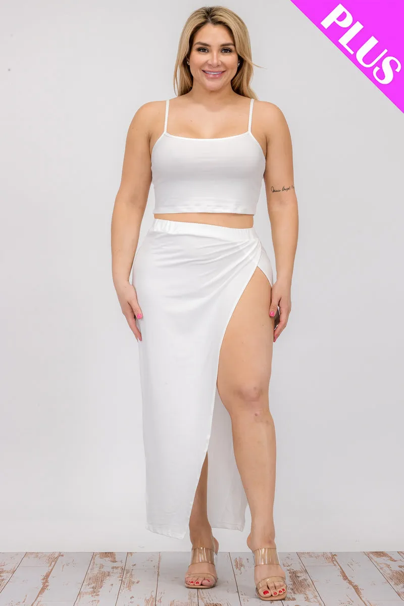 Plus Size Crop Cami & Split Thigh Maxi Skirt Set (CAPELLA)