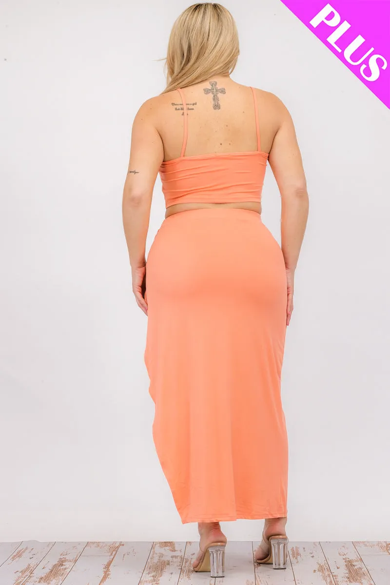 Plus Size Crop Cami & Split Thigh Maxi Skirt Set (CAPELLA)