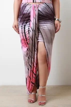 Plus Size Tie Dye Tulip Maxi Skirt