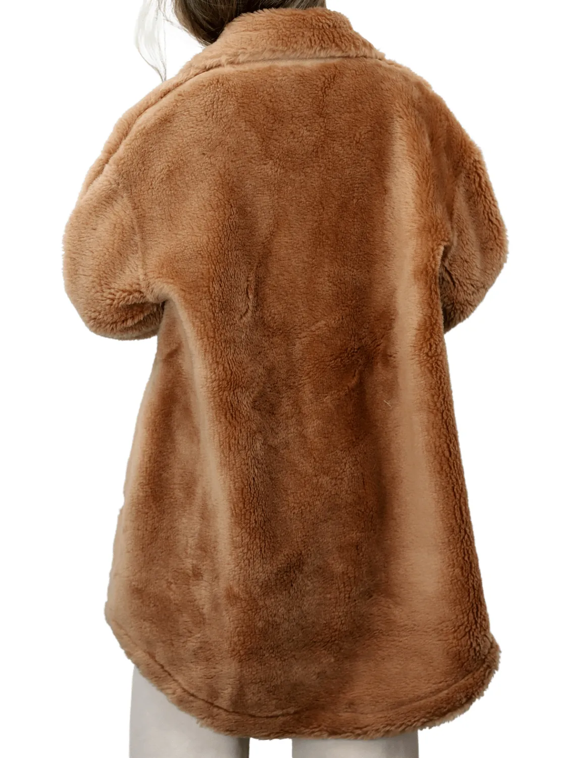 Plush Shearling and Suede Coat - Camel