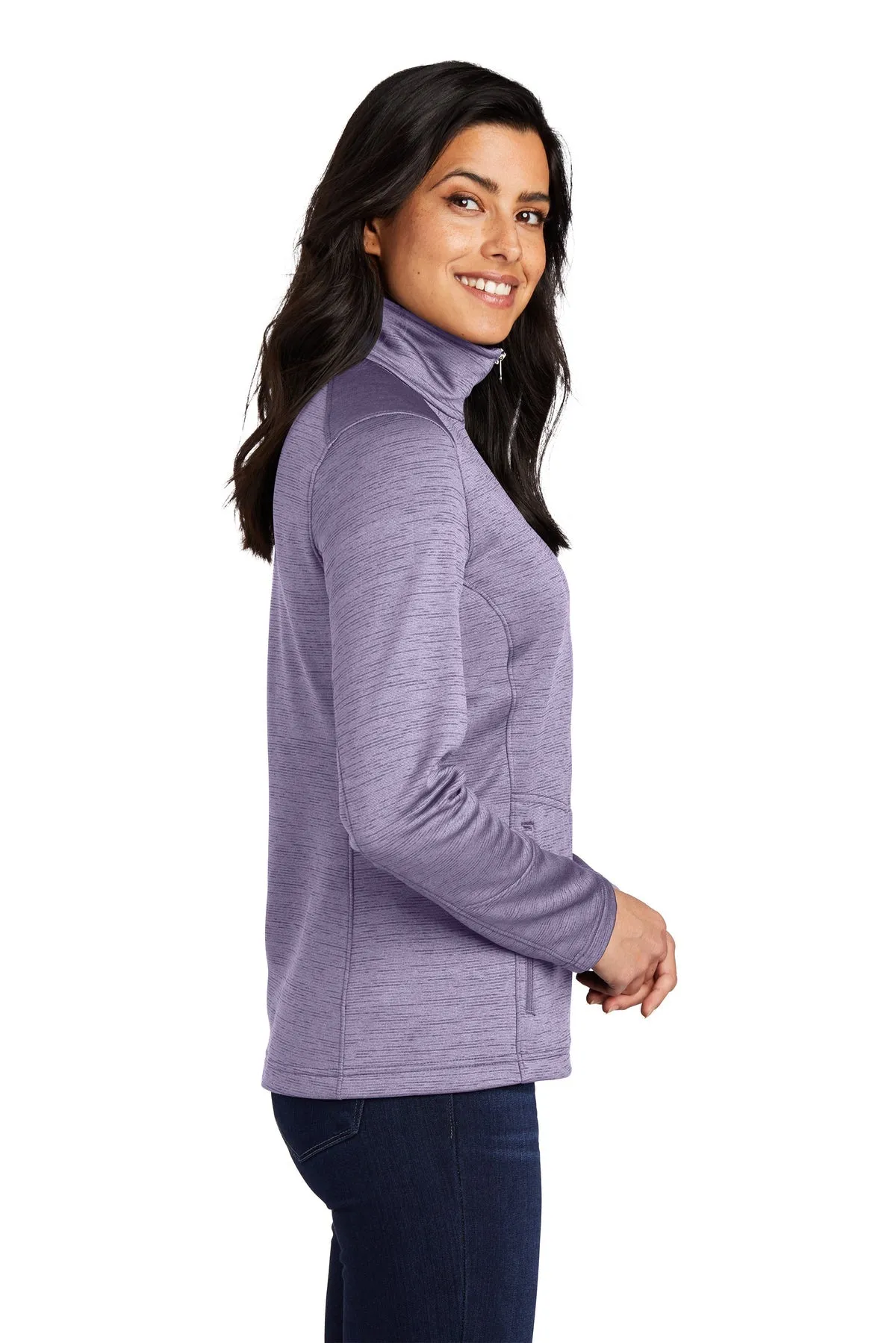 Port Authority Ladies Digi Stripe Fleece Customized Jackets, Purple