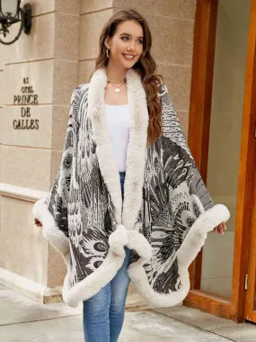 Printed Open Front Poncho