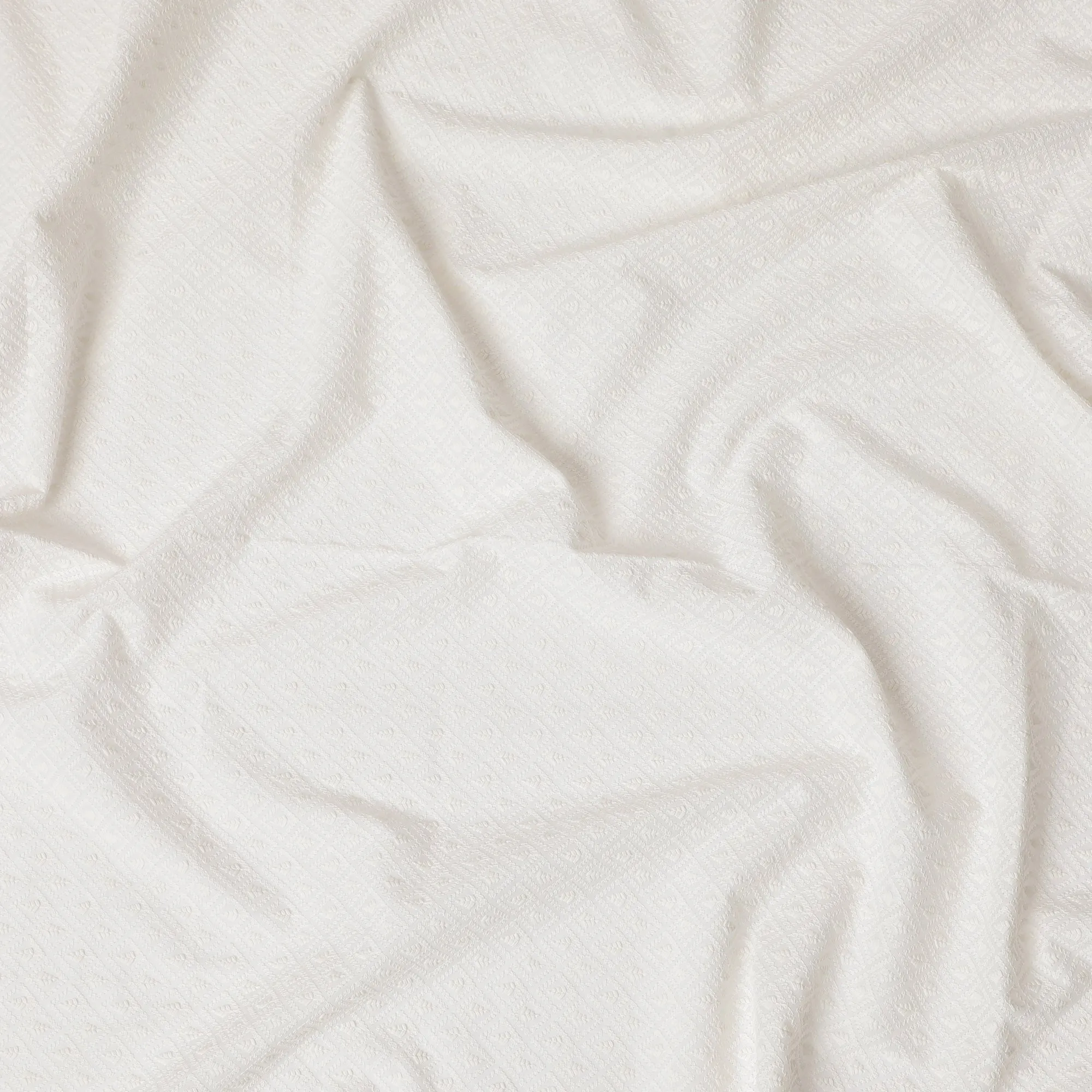 Pure White Cotton Voile Fabric with Textured Embroidery, 110 cm Width-D20122