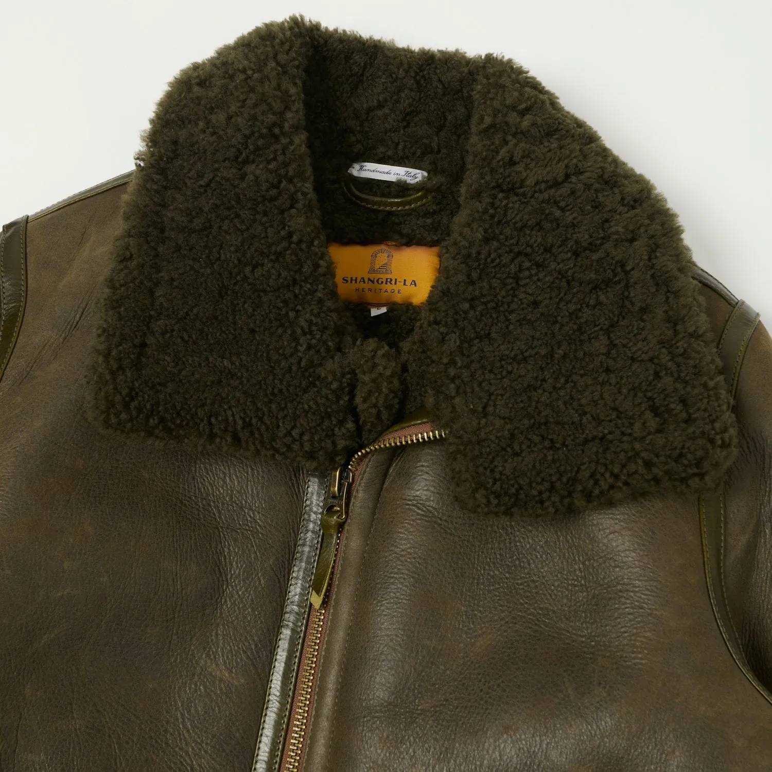 Shangri-La Heritage 'Aviatore' B-3 Badalassi® Muschio Shearling Flight Jacket - Green