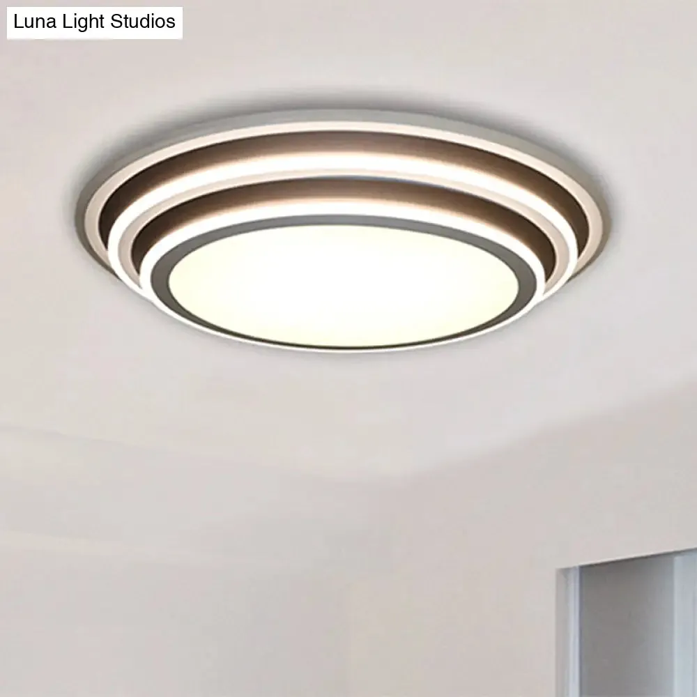 Simple LED Flush Ceiling Light, Multi-Layer Acrylic, 19.5"/32" Wide, Warm/White Light. Perfect for Bedroom.