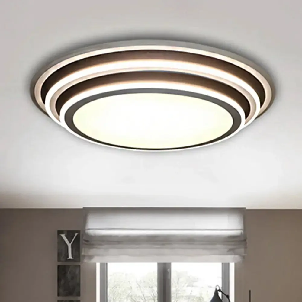 Simple LED Flush Ceiling Light, Multi-Layer Acrylic, 19.5"/32" Wide, Warm/White Light. Perfect for Bedroom.