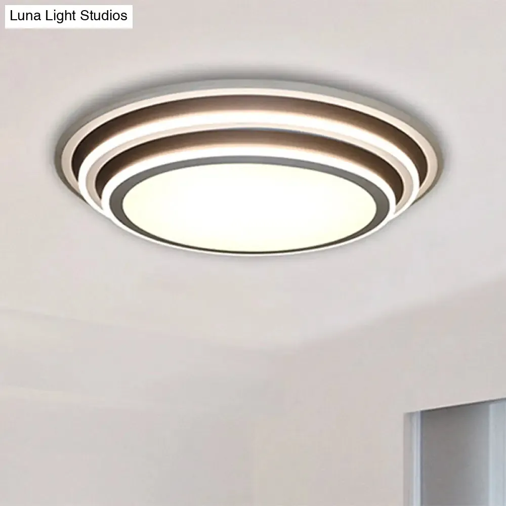 Simple LED Flush Ceiling Light, Multi-Layer Acrylic, 19.5"/32" Wide, Warm/White Light. Perfect for Bedroom.