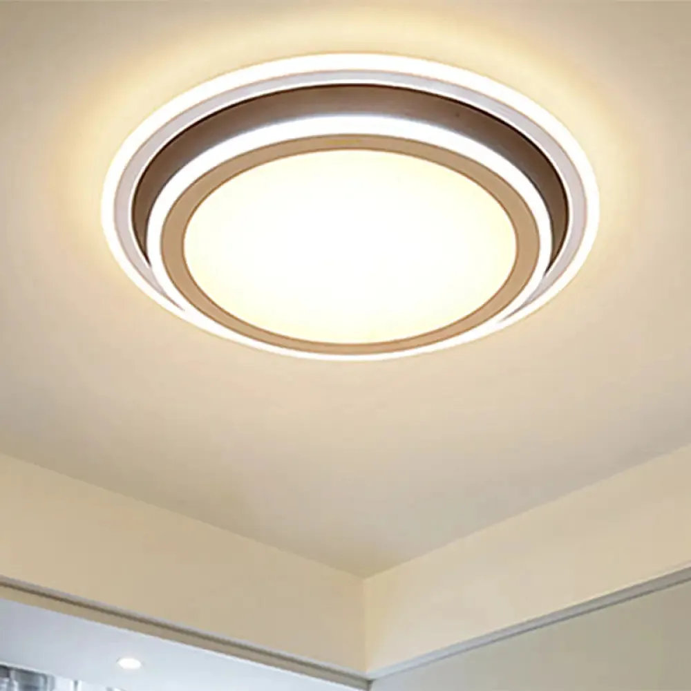 Simple LED Flush Ceiling Light, Multi-Layer Acrylic, 19.5"/32" Wide, Warm/White Light. Perfect for Bedroom.