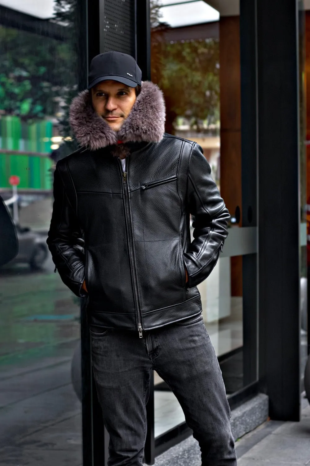 SOL WD Leather Jacket - Winter Ed Black - Oversized Shearling Collar