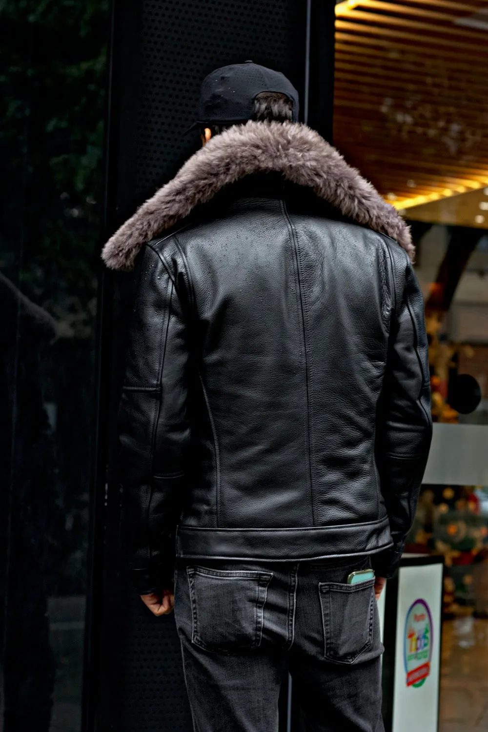 SOL WD Leather Jacket - Winter Ed Black - Oversized Shearling Collar