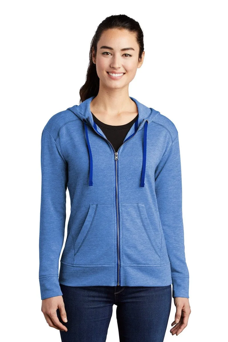 Sport-Tek LST293: Ladies PosiCharge Tri-Blend Wicking Fleece Full-Zip Hooded Jacket