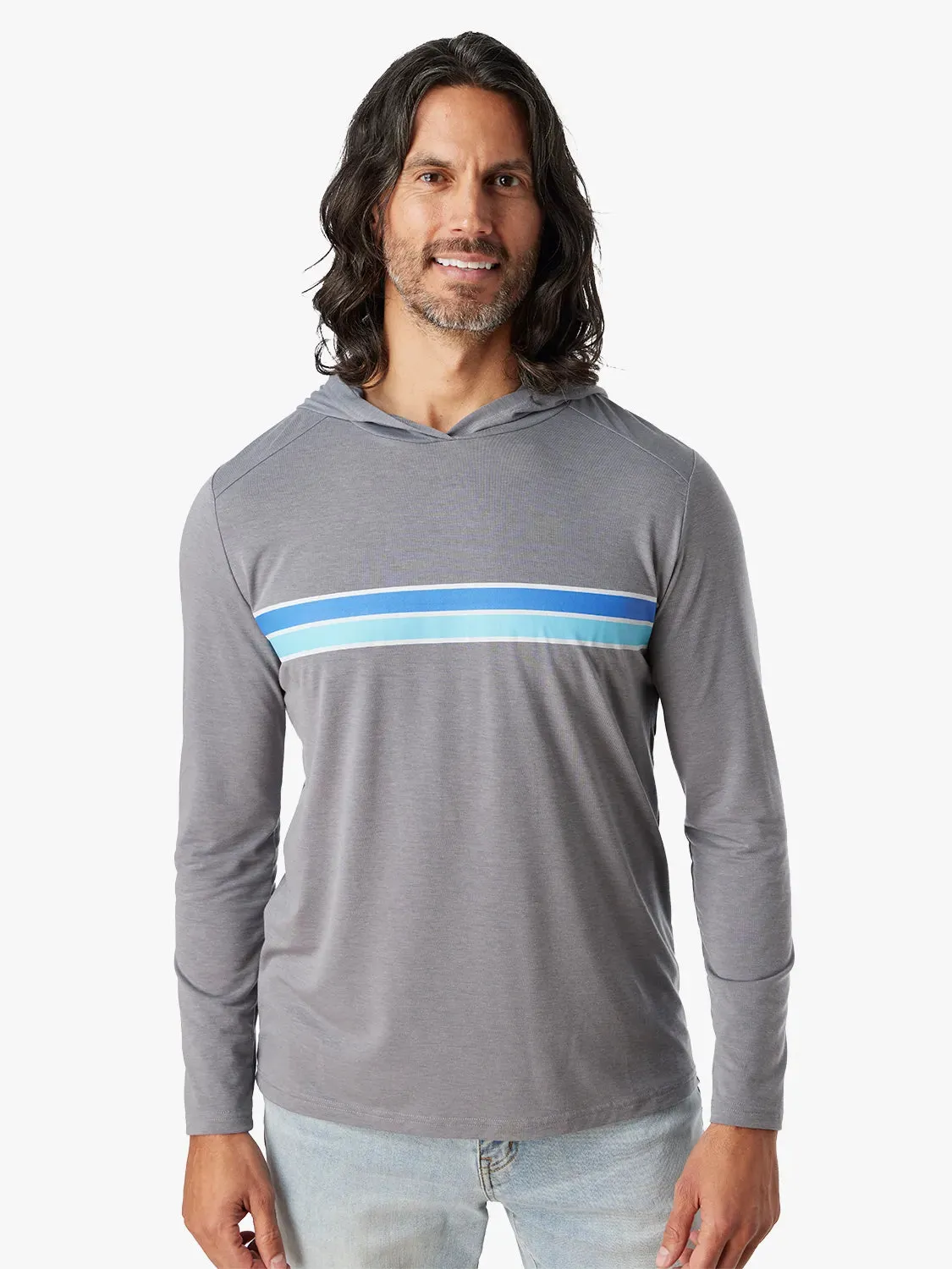 The SeaBreeze Hoodie | Heather Grey Bluebird Stripe