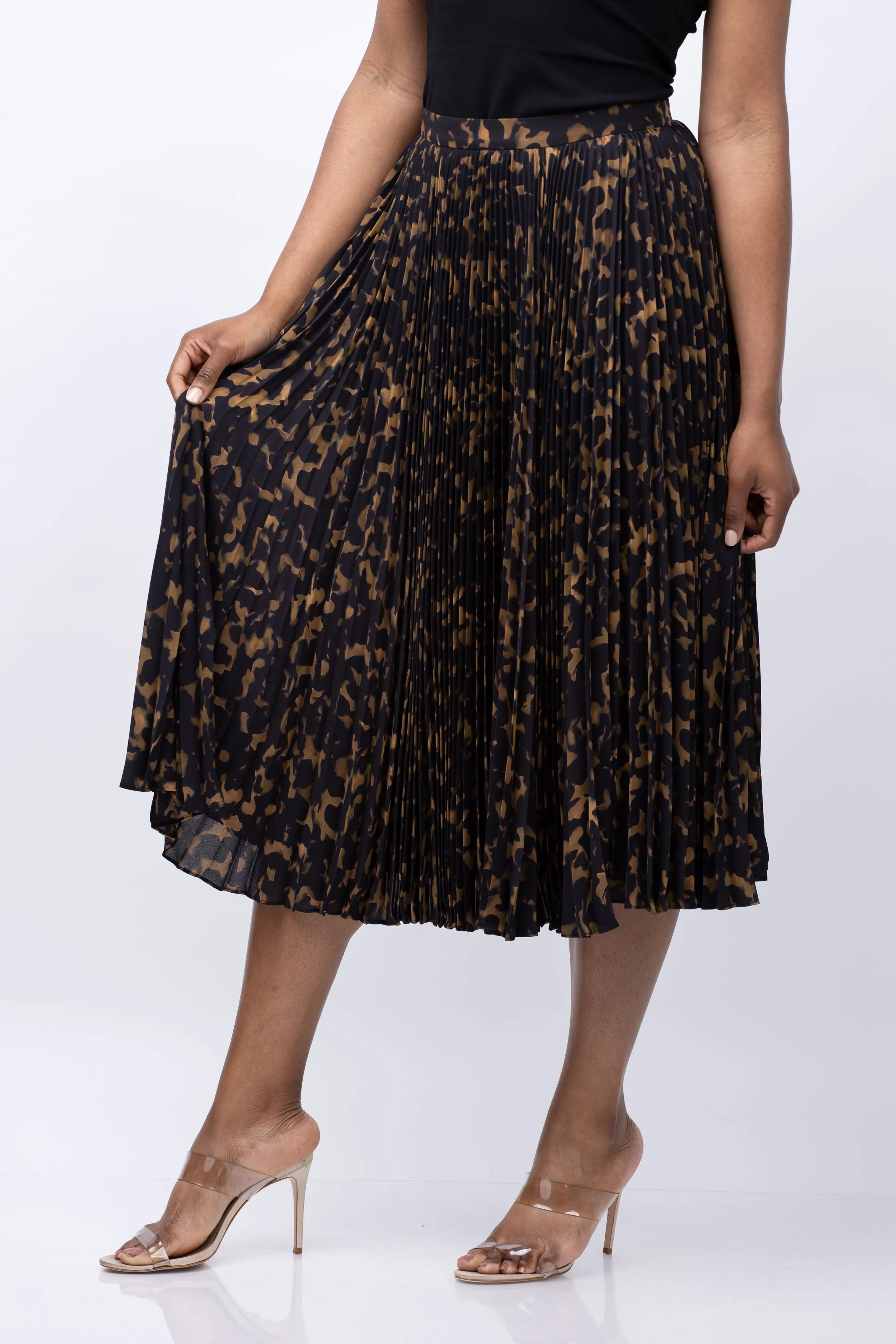 Theory Sunburst Skirt in Dark Brown