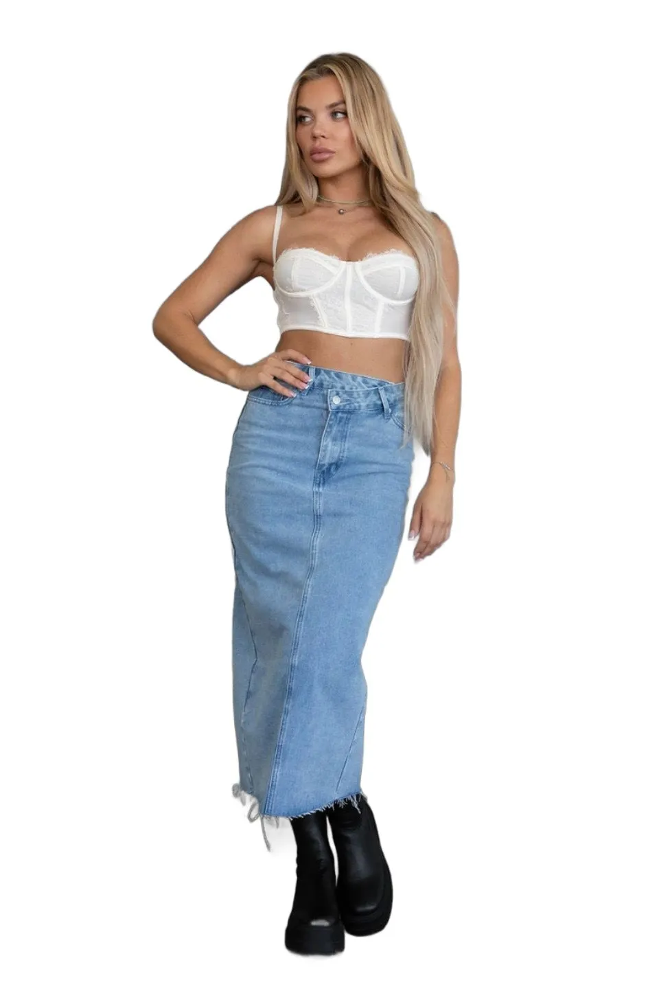 TIC TOC - "Jayda" - Denim Maxi Skirt