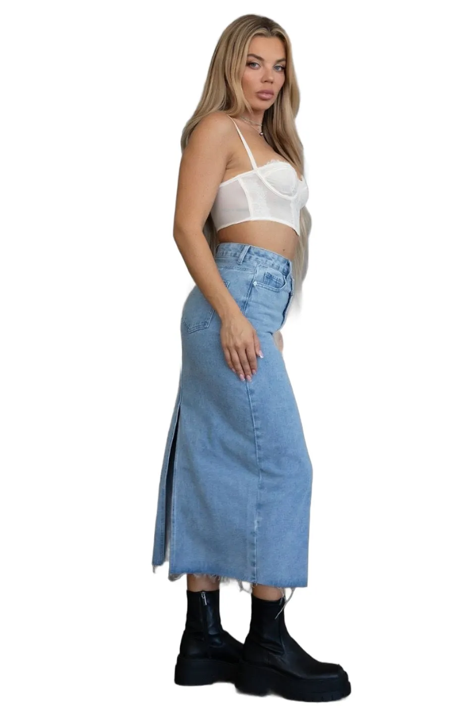 TIC TOC - "Jayda" - Denim Maxi Skirt