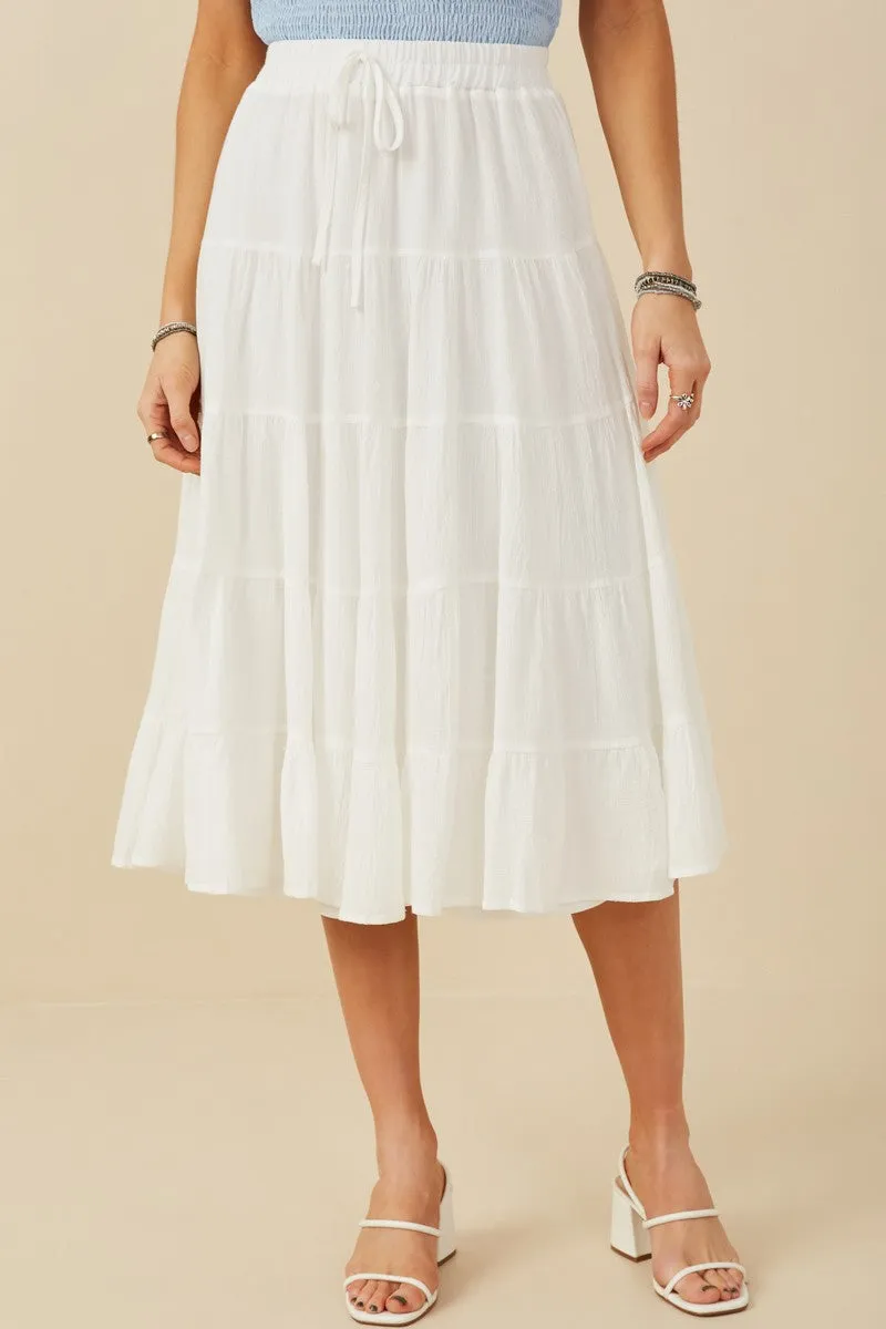 Tiered Drawstring Waist Maxi Skirt 7921