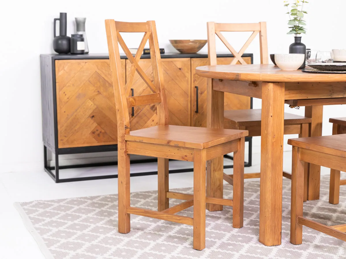 Tulsa Extendable Dining Table (140cm - 180cm) & Tulsa Cross Back Dining Chairs