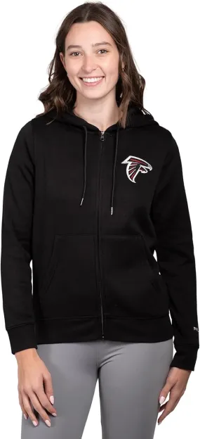 Ultra Game NFL Atlanta Falcons Official Women's Full Zip Marl Knit Hoodie Sweatshirt Jacket|Atlanta Falcons