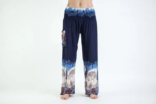 Unisex Solid Top Elephant Harem Pants in Blue