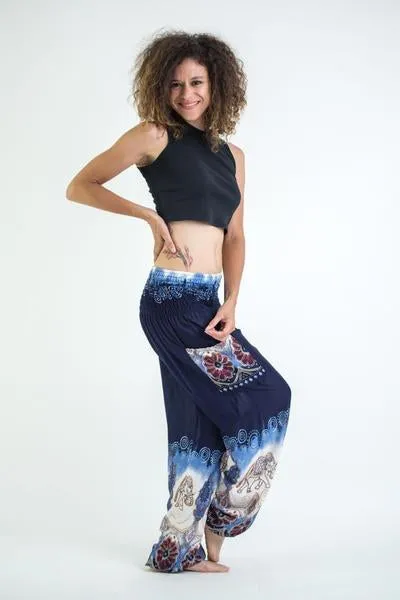 Unisex Solid Top Elephant Harem Pants in Blue