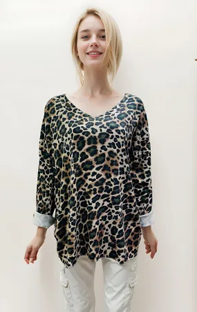 V-Neck Leopard Print Top