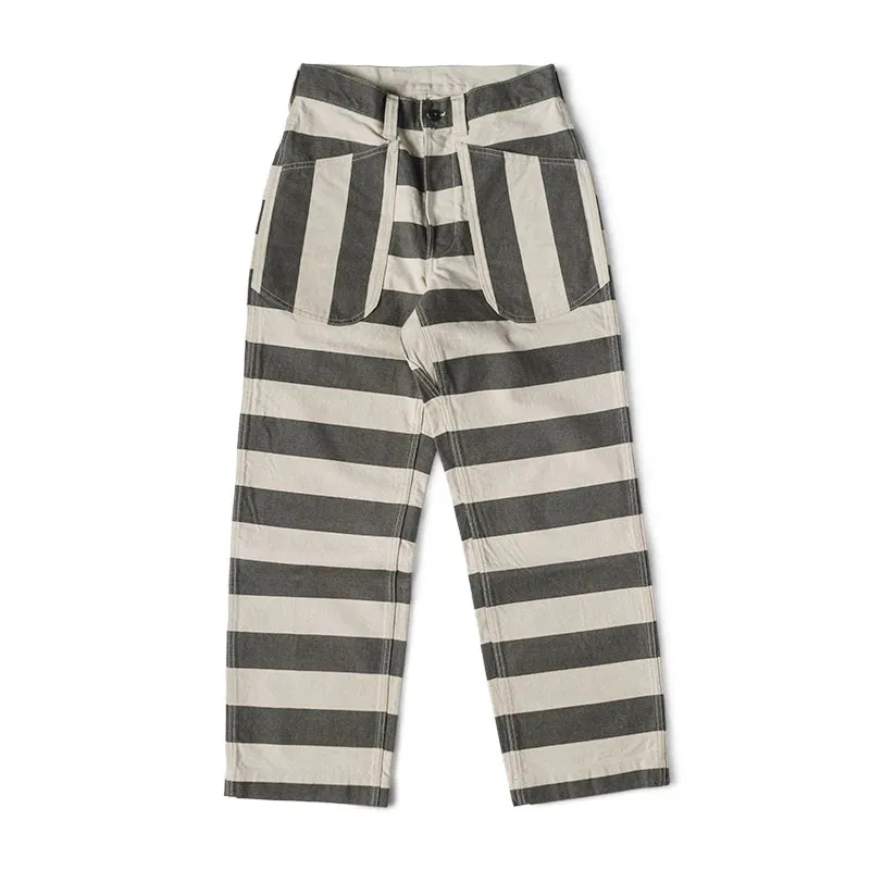 Vintage Style Prison Stripes Pants - Motorcycle Biker Casual Trouser