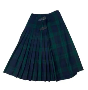 VTG 80s BURBERRYS BLUE GREEN NOVA CHECK PLEATED KILT SKIRT SIZE M