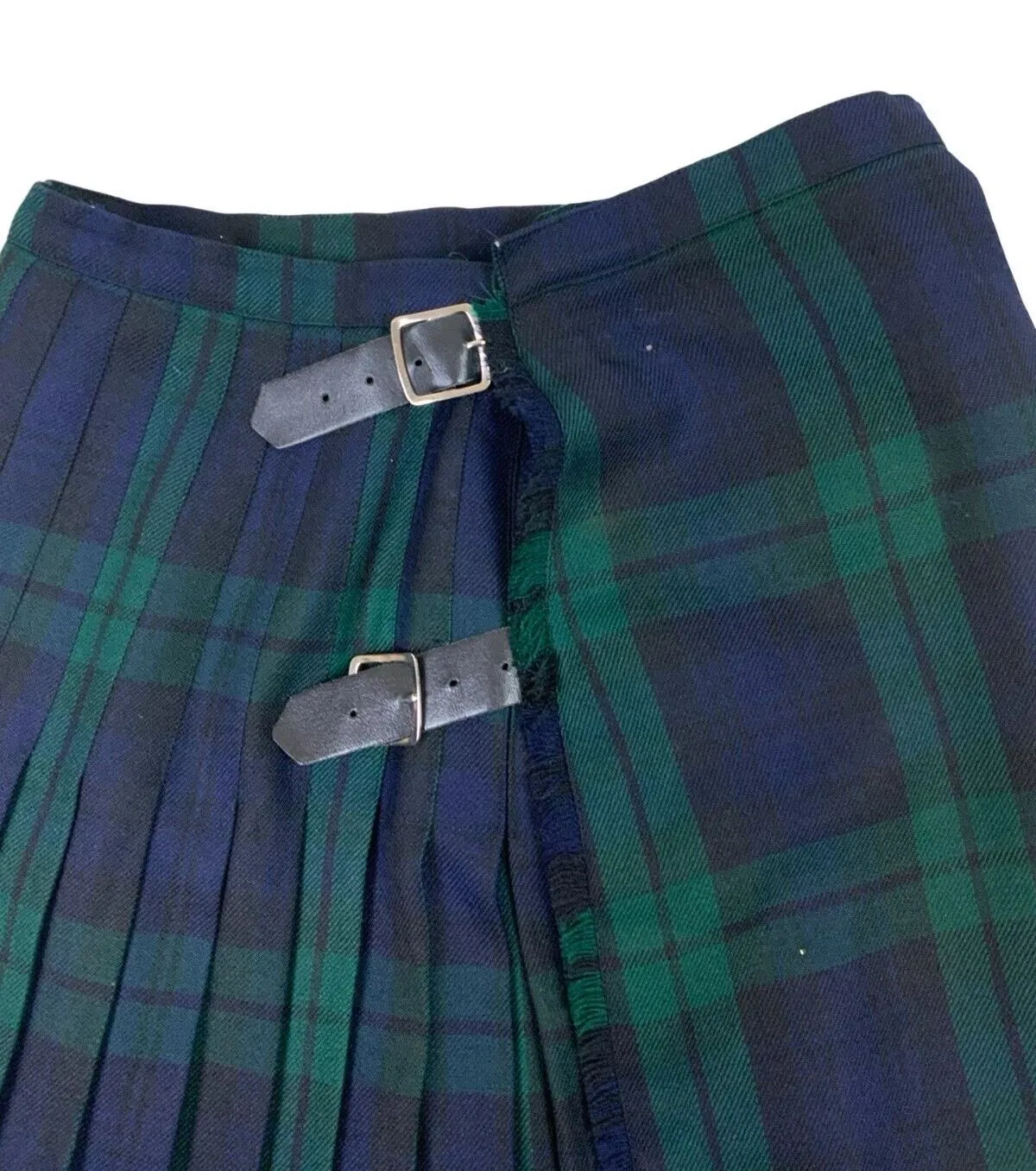 VTG 80s BURBERRYS BLUE GREEN NOVA CHECK PLEATED KILT SKIRT SIZE M