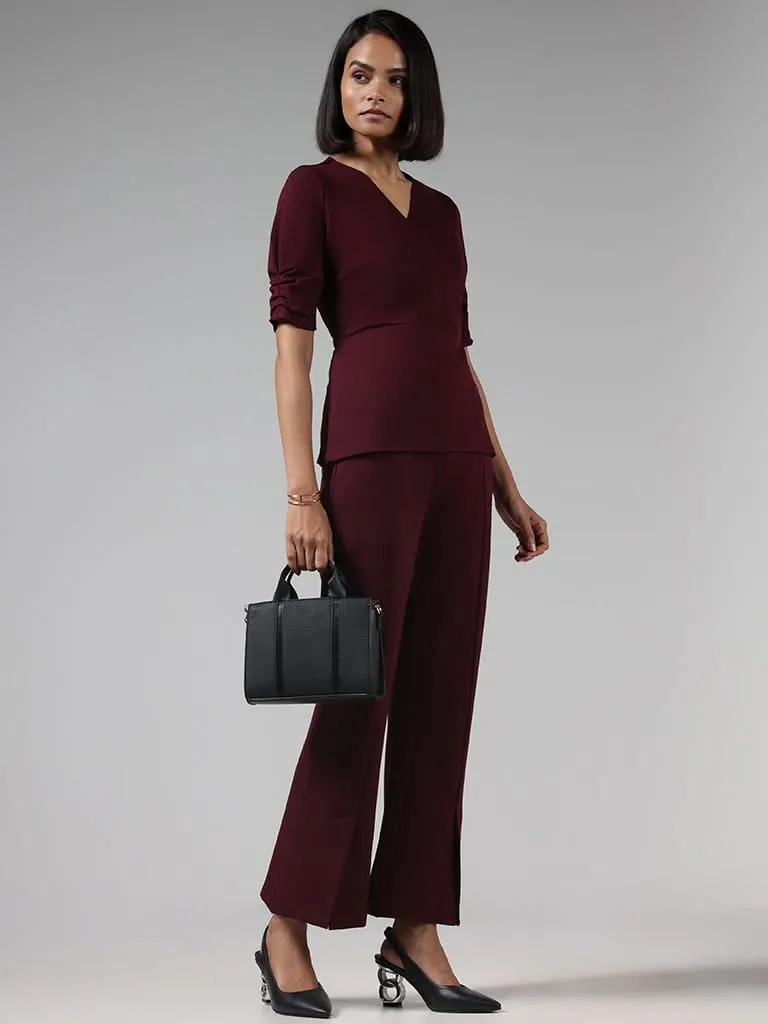 Wardrobe Solid Burgundy Ponte Top