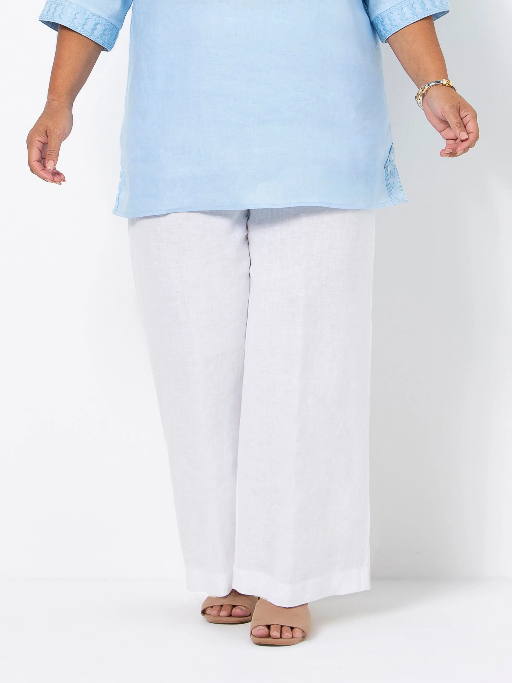 White Linen Wide Leg Pant