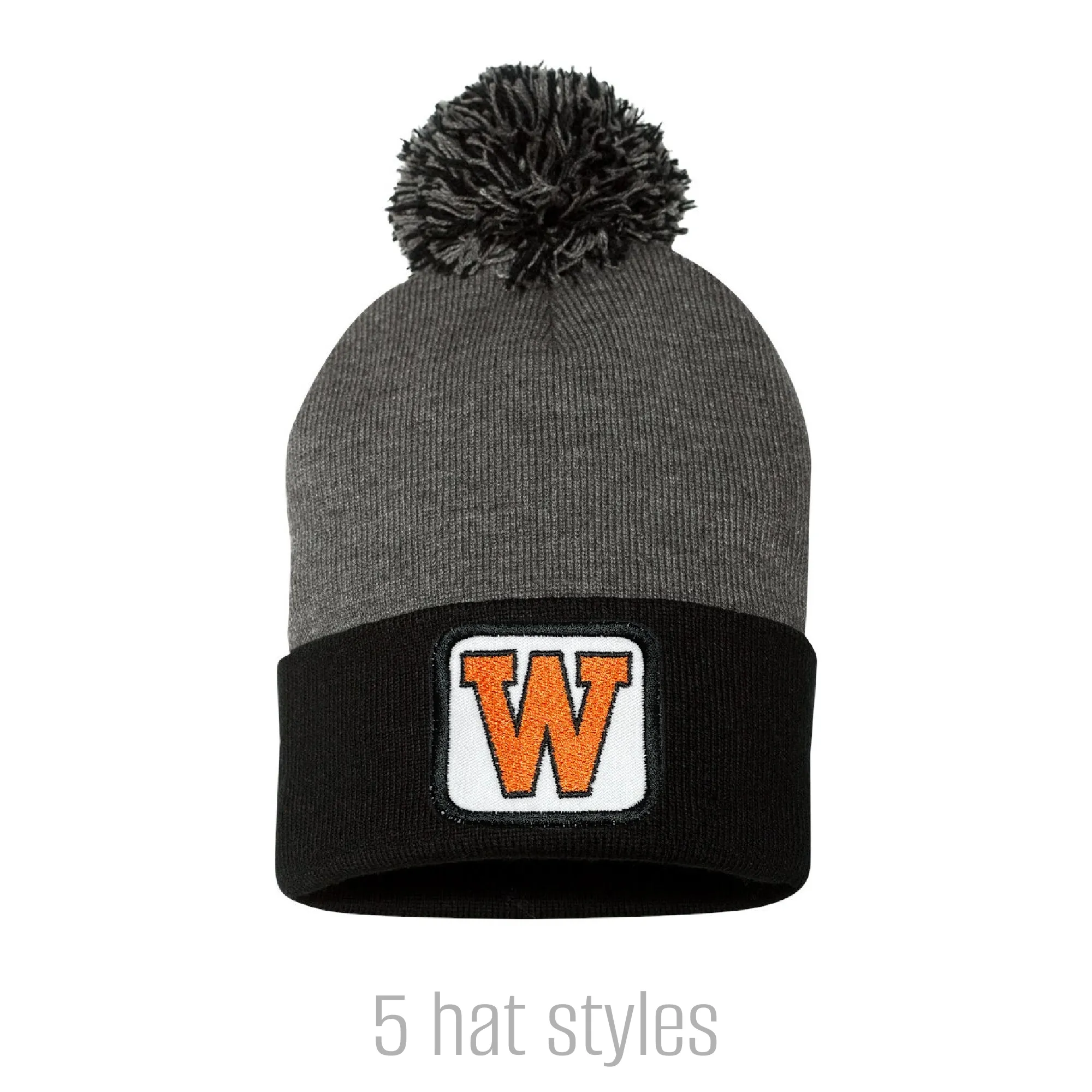 White Square Patched West De Pere Logo Beanies