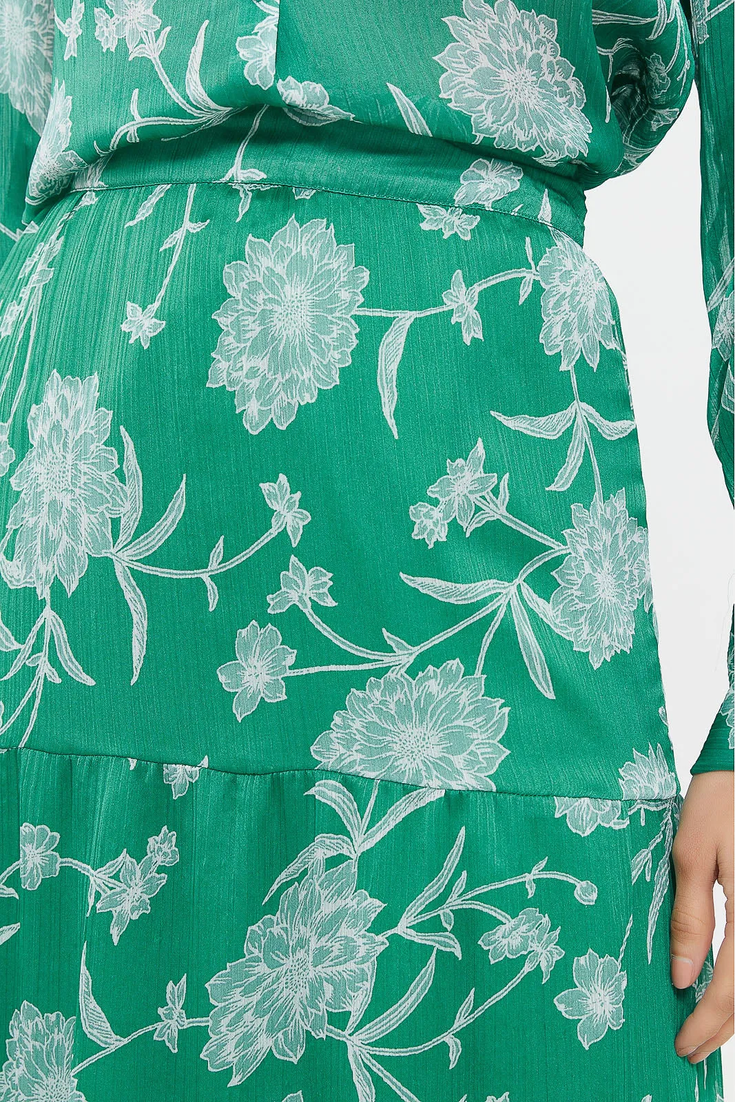 Women Green Printed Pleated Skirt