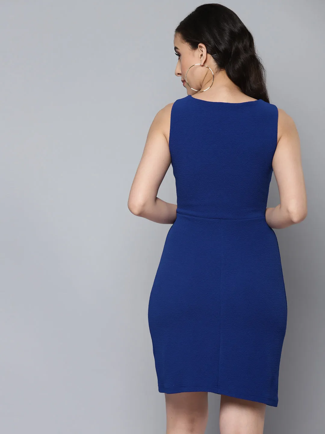 Women Royal Blue Sleeveless Ring Dress