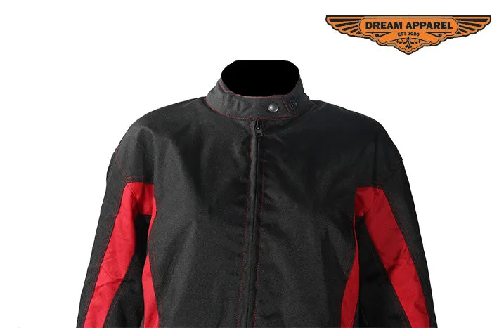 Womens Black & Red Textile Jacket