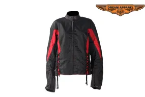 Womens Black & Red Textile Jacket