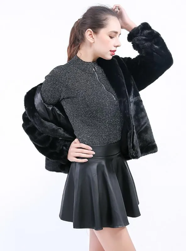 Women's Faux Fur Mink Wool Hoods Short Coat