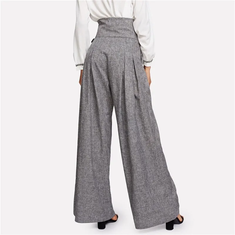 Women's High Waist Loose Belted Pants