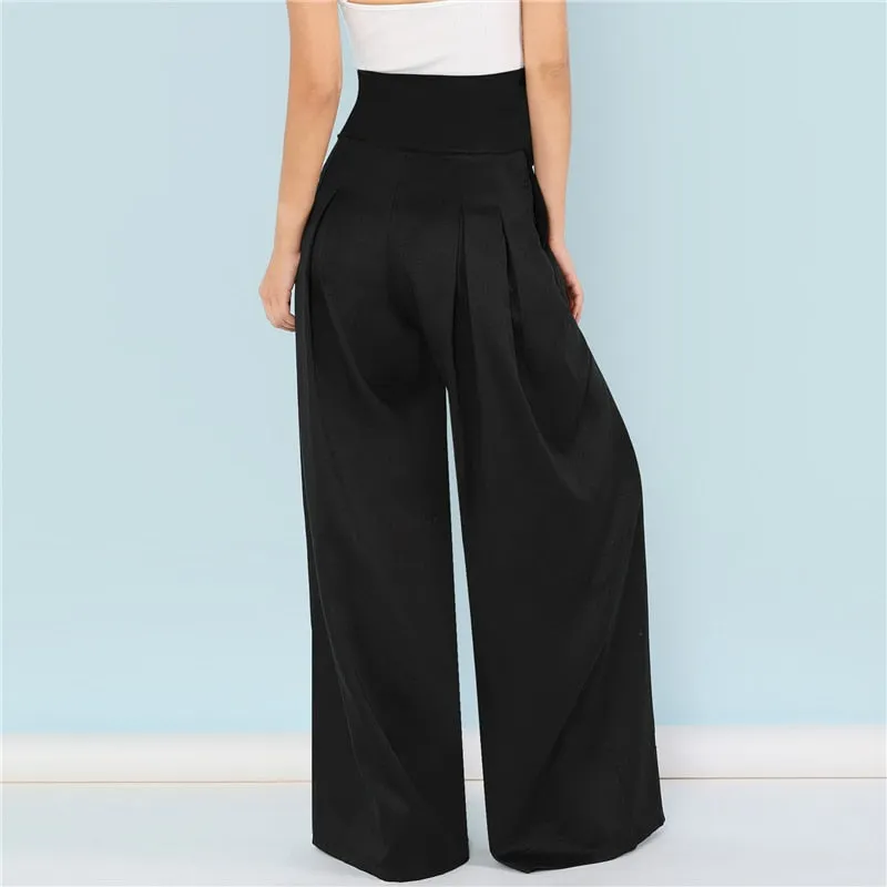 Women's High Waist Loose Belted Pants